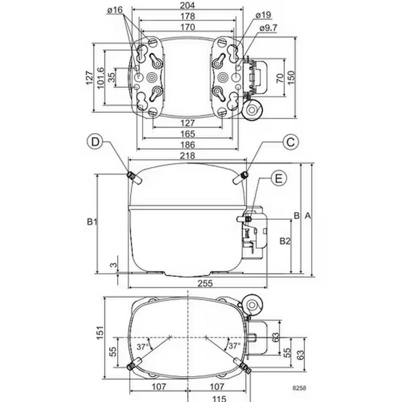 Compresseur SECOP SC12CL schema