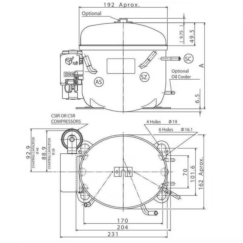 Compresseur CUBIGEL HPY12AA schema