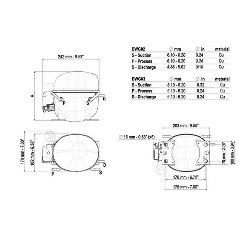 Compresseur EMBRACO NE6170Z schema