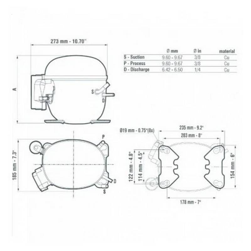 Compresseur EMBRACO NT2178GK schema