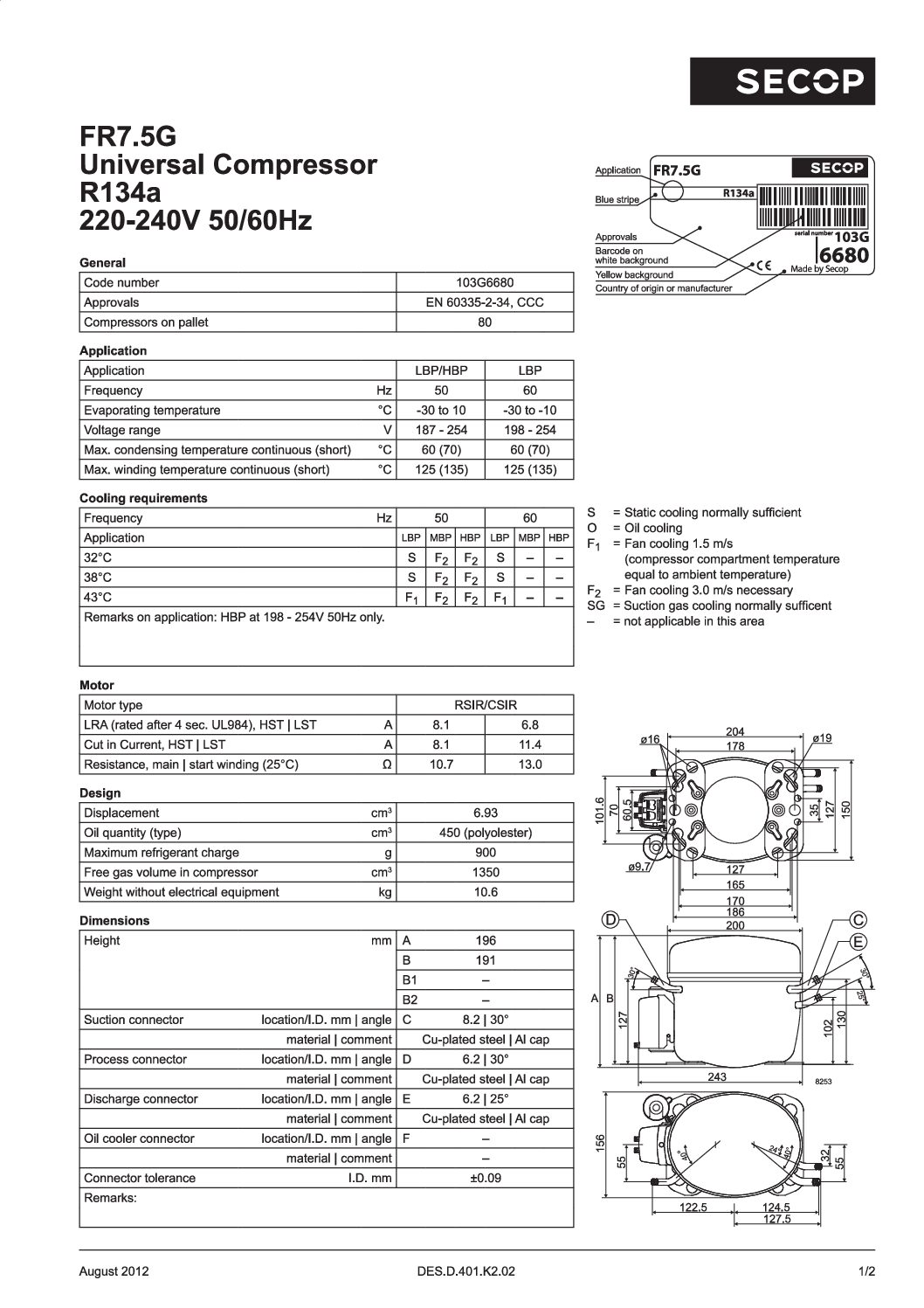 Compresseur SECOP FR7,5G – Image 4