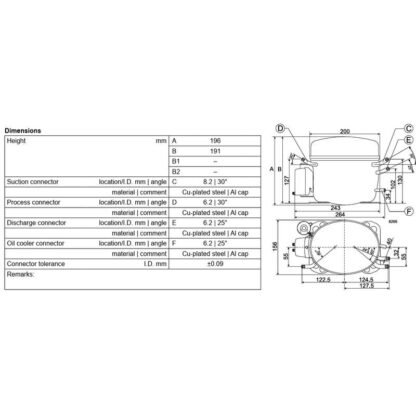 Compresseur DANFOSS SECOP FR7,5G schema