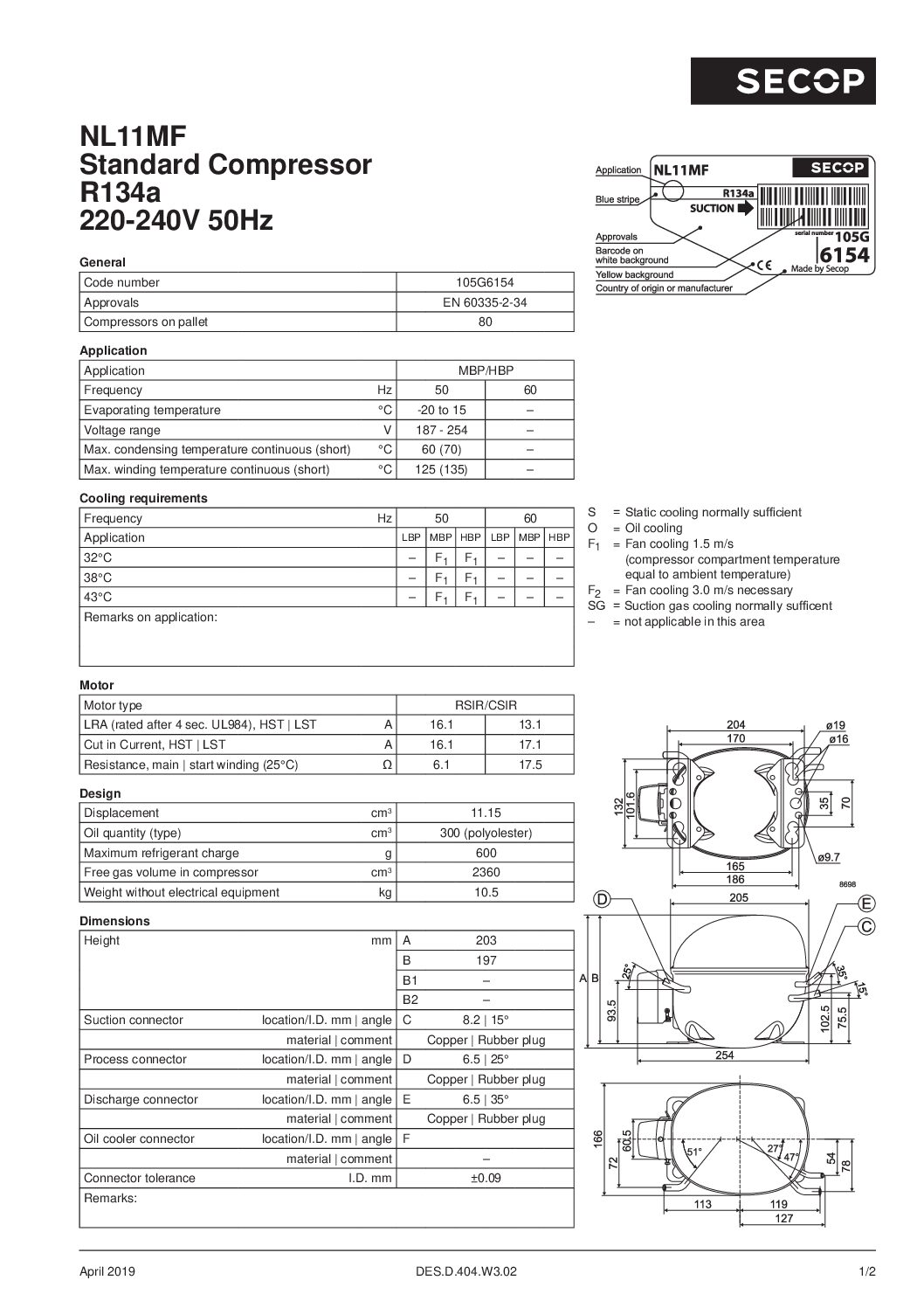Compresseur SECOP NL11MF – Image 3