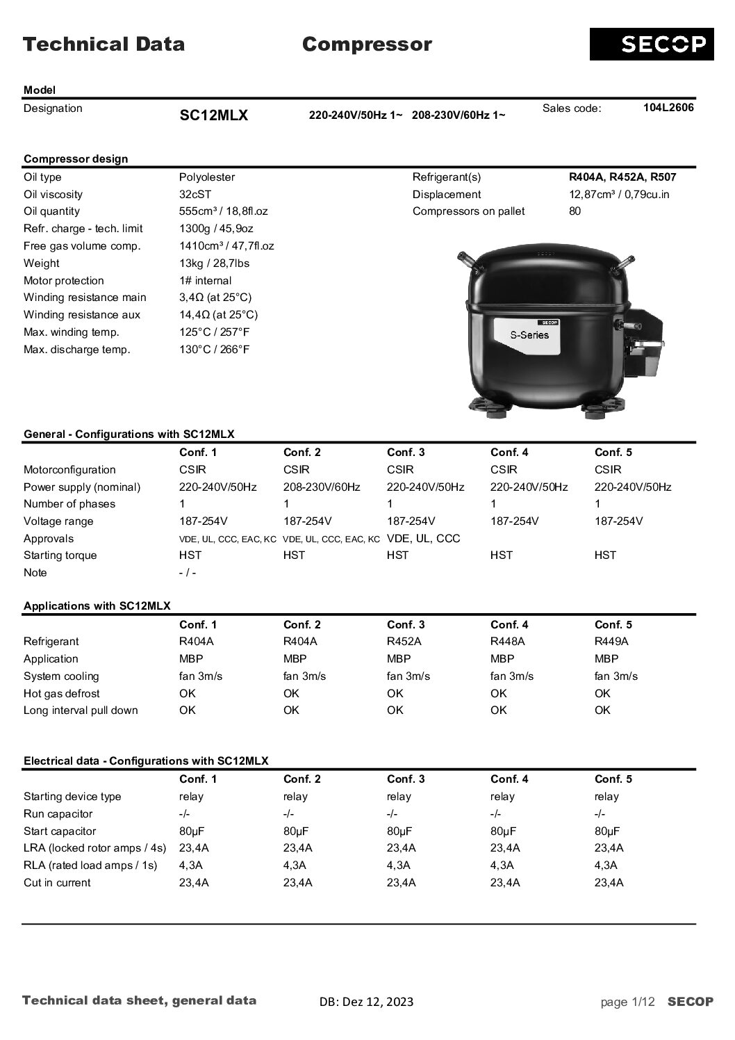 Compresseur SECOP SC12MLX – Image 4