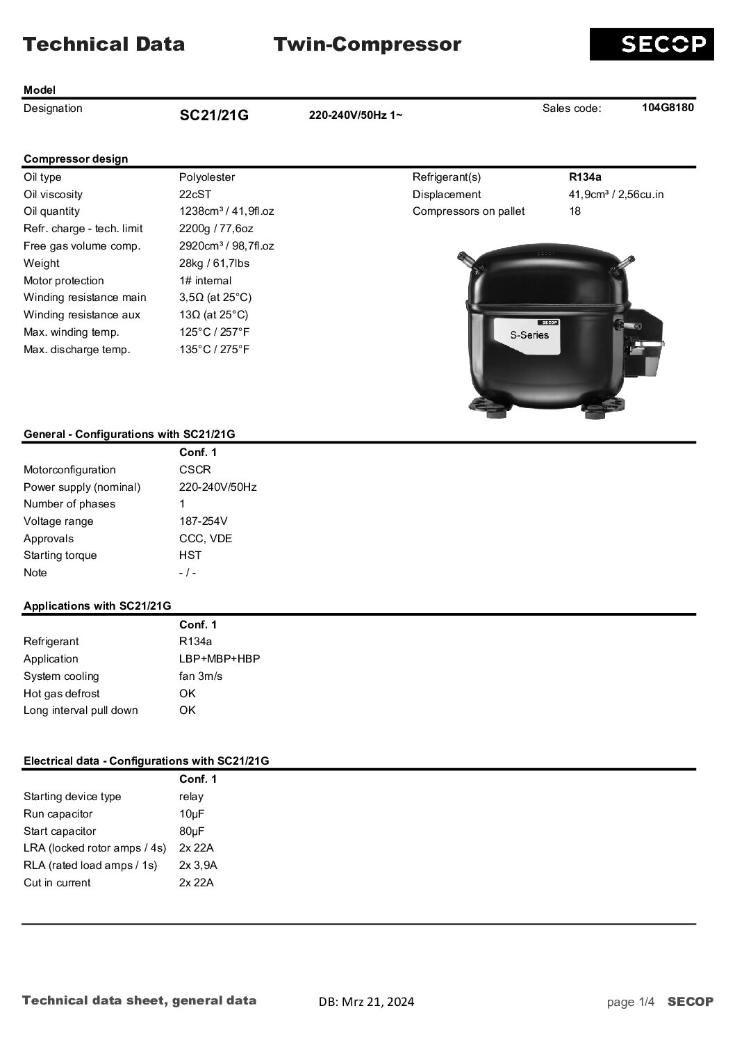 Compresseur SECOP SC21G remplacé par SC21GX – Image 2