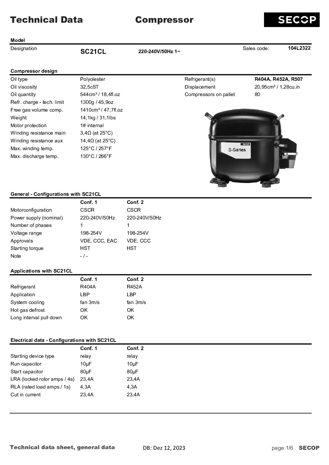 Compresseur SECOP SC21CL – Image 2