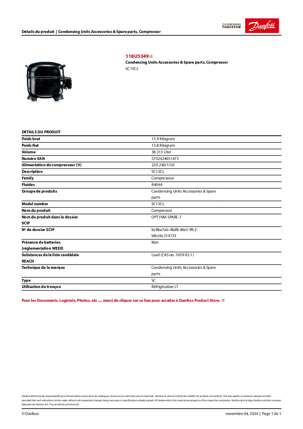 Compresseur SECOP SC15CL – Image 2