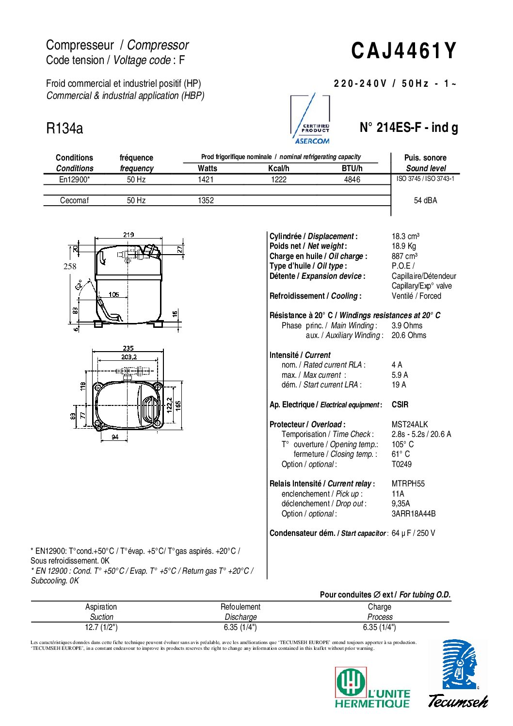 Compresseur TECUMSEH CAJ4461Y – Image 3