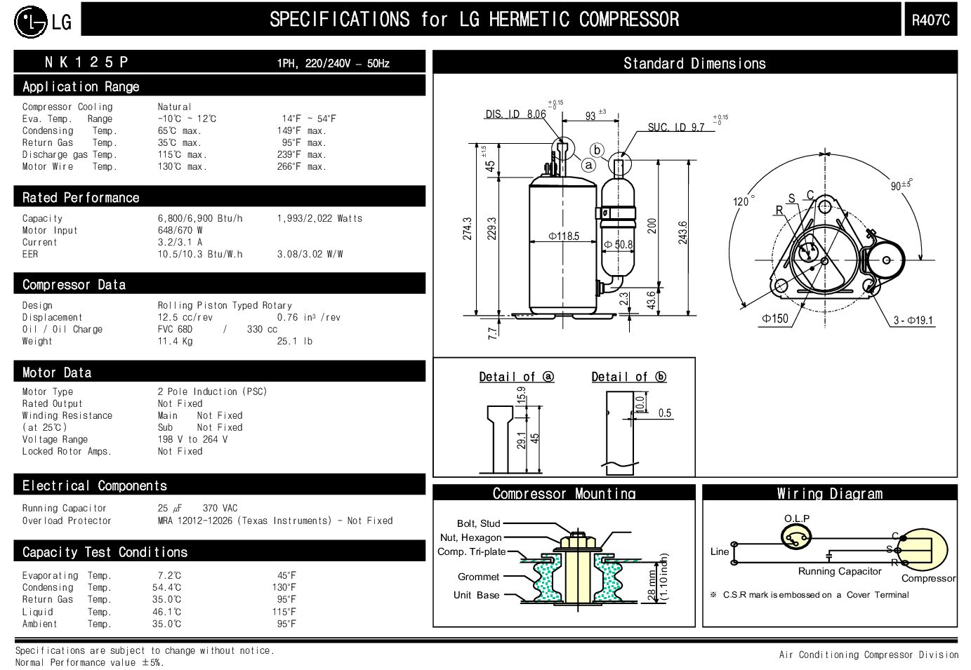 Compresseur LG NK125P – Image 2