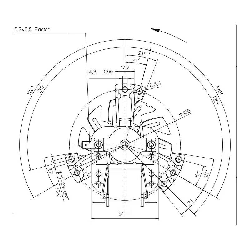 Moteur de four EBM PAPST OC13 schema b