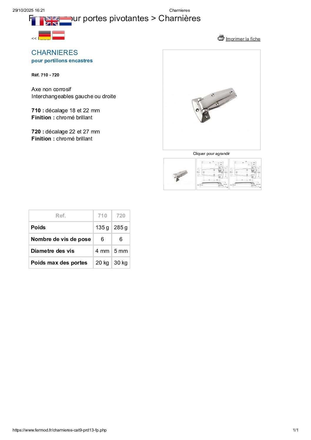 Charnière FERMOD 710-18 – Image 2
