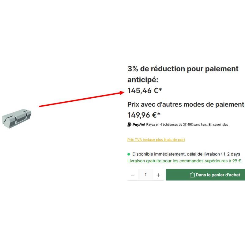 Charnière RAHRBACH 4000 avec rampe (butée à droite) 11 Charnière RAHRBACH 4000 prix
