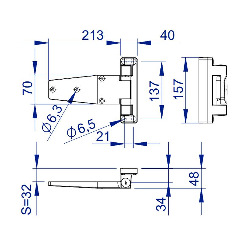 Charnière RAHRBACH 4296 butée à droite schema