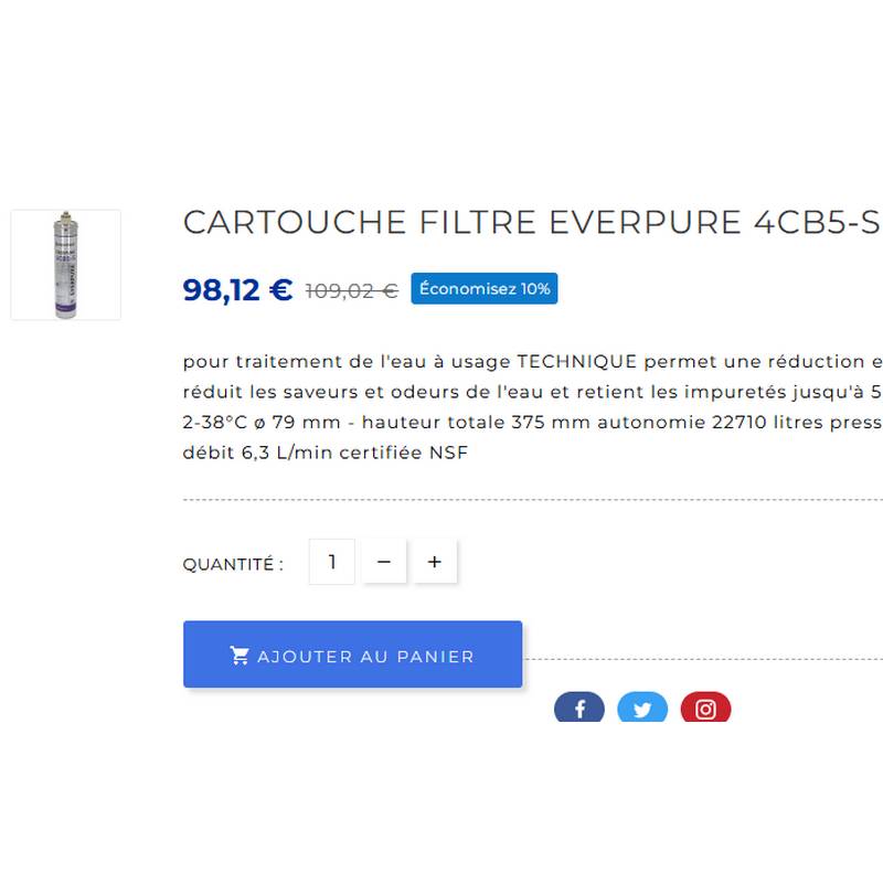 Filtre EVERPURE 4CB5 pour cafetière professionnel 7 Filtre EVERPURE 4CB5 prix