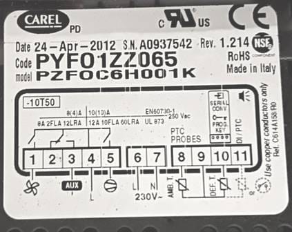 Thermostat régulateur CAREL PYF01ZZ065 remplacé par PJEZC0H000 8 CAREL PYF01ZZ065
